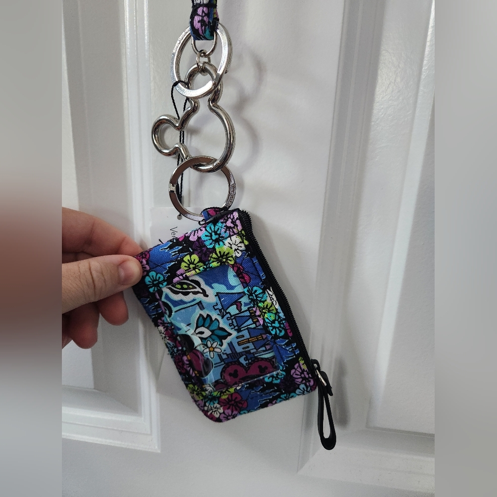 Vera Bradley Mickey's Floral Celebration Castle Zip ID Case w/ Breakaway Lanyard - Picture 3 of 9